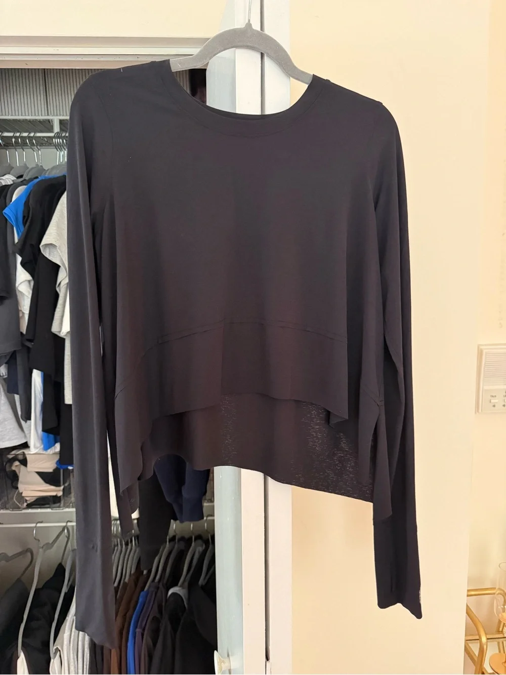 FP Movement by Free People Black Layered Long-Sleeve Crop Top